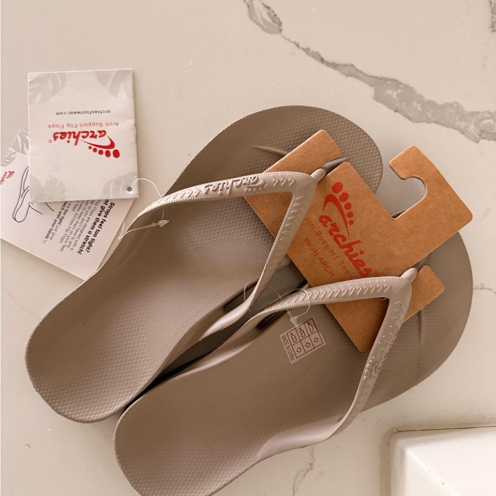 Archies High Arch Sandals in Taupe Nude NWT arch support orthotic flip flops - Picture 6 of 6